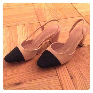 Chanel cap toe block heel